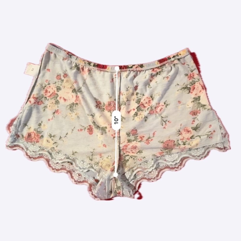 Floral Lace Trim Sleepwear Shorts with Chiffon Top included - Picture 4 of 9